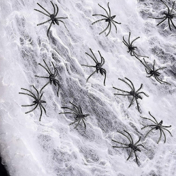 PRECORN realistisches Spinnennetz-Set mit 20 Spinnen